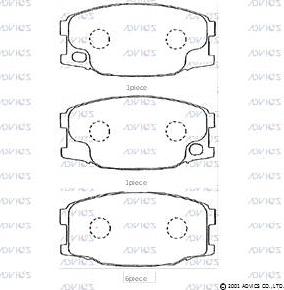 Advics D1N020 - Тормозные колодки, дисковые, комплект autospares.lv