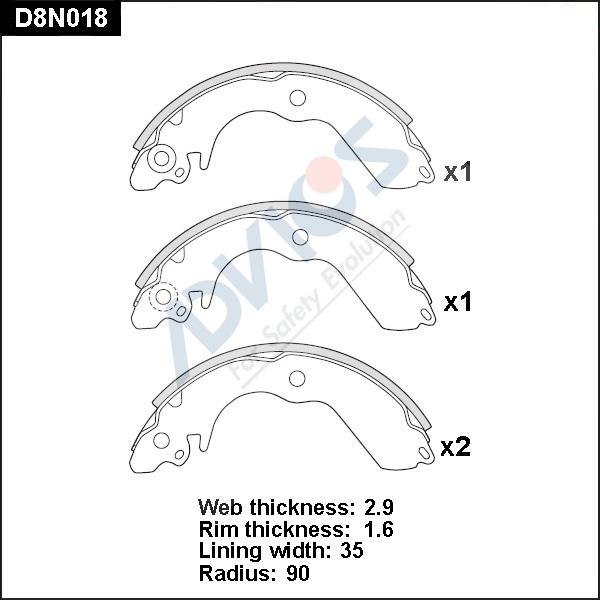 Advics D8N018 - Комплект тормозных колодок, барабанные autospares.lv