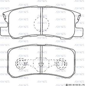 Advics D2N097 - Тормозные колодки, дисковые, комплект autospares.lv