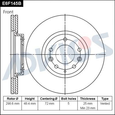 Advics E6F145B - Тормозной диск autospares.lv