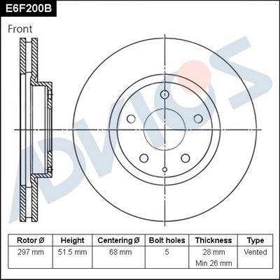 Advics E6F200B - Тормозной диск autospares.lv