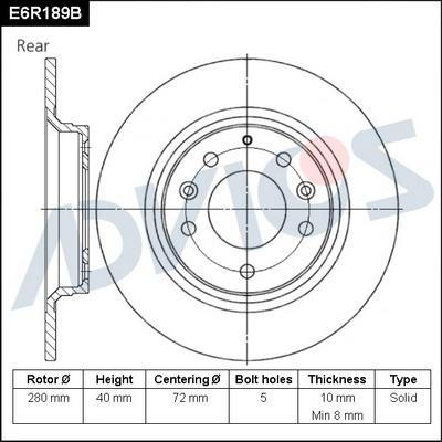 Advics E6R189B - Тормозной диск autospares.lv