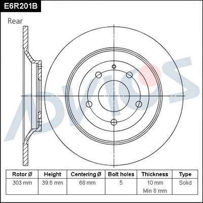 Advics E6R201B - Тормозной диск autospares.lv