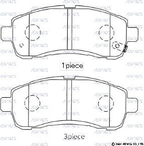 Advics SN502P - Тормозные колодки, дисковые, комплект autospares.lv