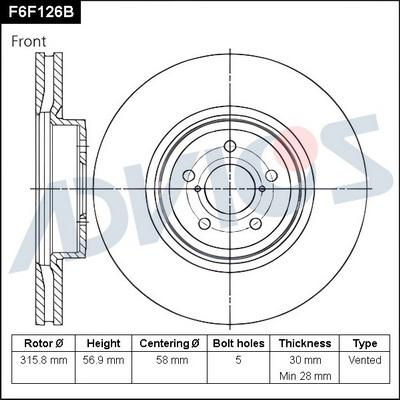 Advics F6F126B - Тормозной диск autospares.lv