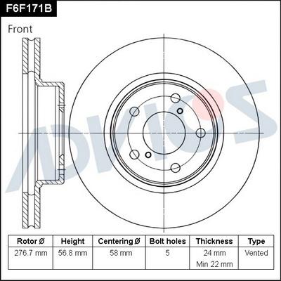 Advics F6F171B - Тормозной диск autospares.lv