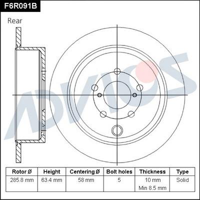 Advics F6R091B - Тормозной диск autospares.lv