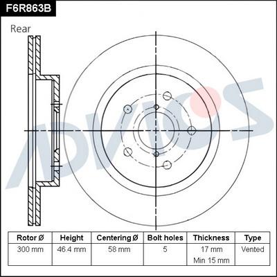 Advics F6R863B - Тормозной диск autospares.lv