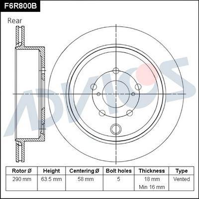 Advics F6R800B - Тормозной диск autospares.lv