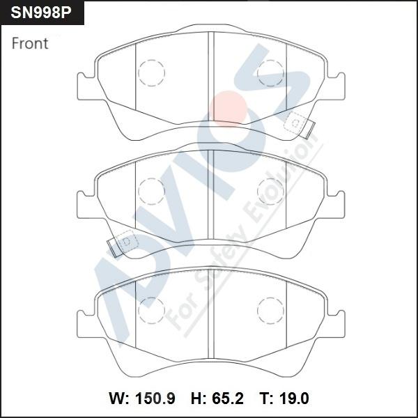 Advics SN998P - Тормозные колодки, дисковые, комплект autospares.lv