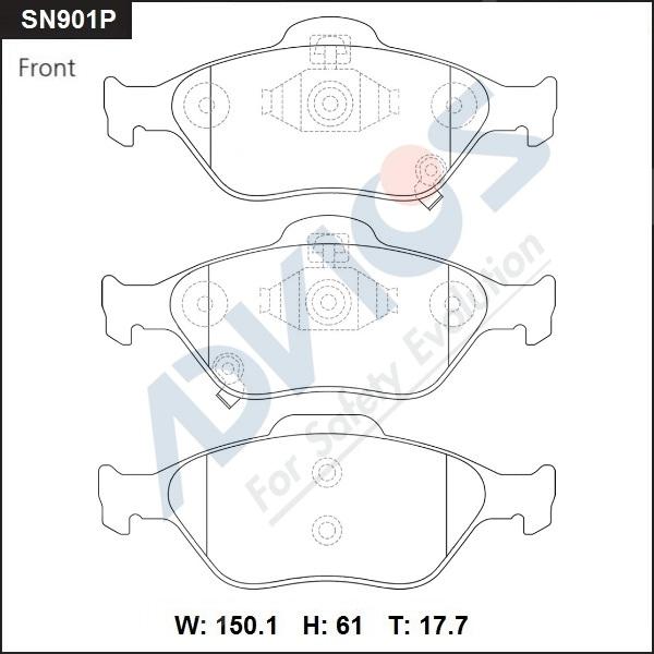 Advics SN901P - Тормозные колодки, дисковые, комплект autospares.lv