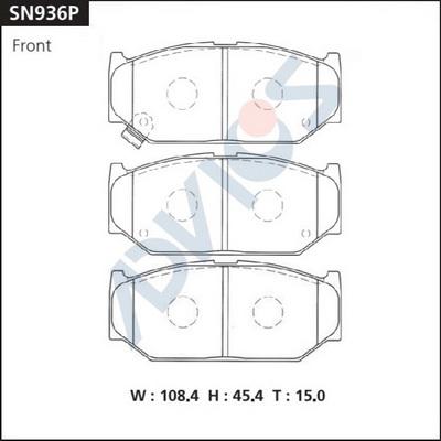 Advics SN936P - Тормозные колодки, дисковые, комплект autospares.lv