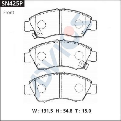 Advics SN425P - Тормозные колодки, дисковые, комплект autospares.lv