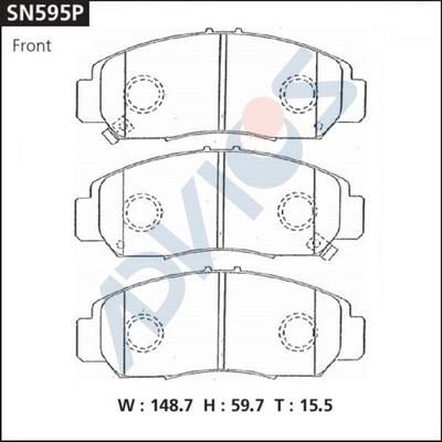 Advics SN595P - Тормозные колодки, дисковые, комплект autospares.lv