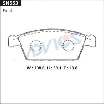 Advics SN553 - Тормозные колодки, дисковые, комплект autospares.lv