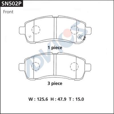 Advics SN502P - Тормозные колодки, дисковые, комплект autospares.lv