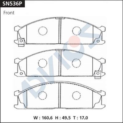 Advics SN536P - Тормозные колодки, дисковые, комплект autospares.lv