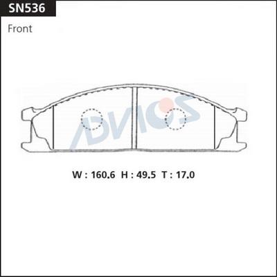 Advics SN536 - Тормозные колодки, дисковые, комплект autospares.lv