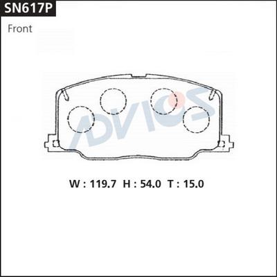Advics SN617P - Тормозные колодки, дисковые, комплект autospares.lv