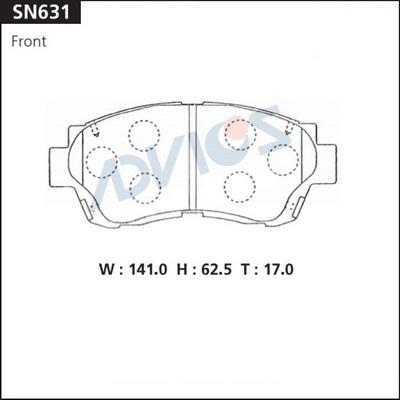 Advics SN631 - Тормозные колодки, дисковые, комплект autospares.lv