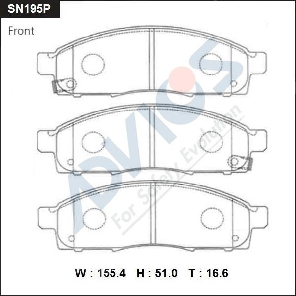 Advics SN195P - Тормозные колодки, дисковые, комплект autospares.lv