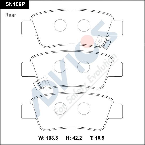 Advics SN198P - Тормозные колодки, дисковые, комплект autospares.lv