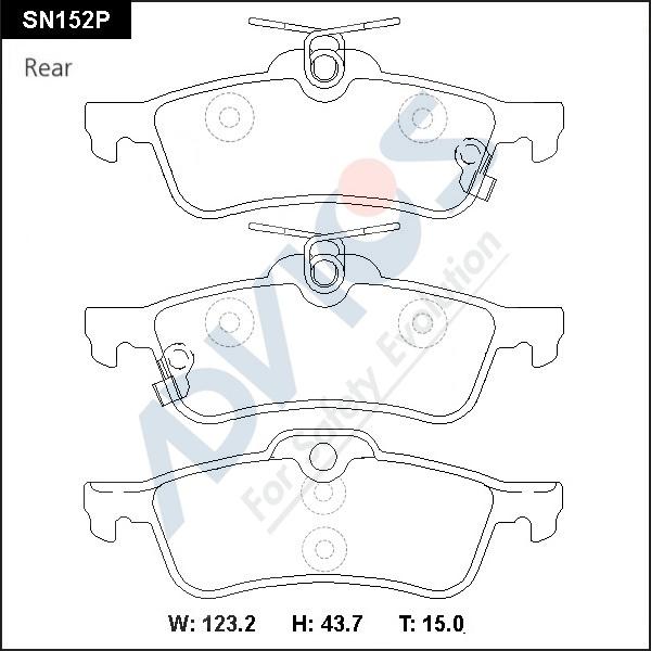 Advics SN152P - Тормозные колодки, дисковые, комплект autospares.lv