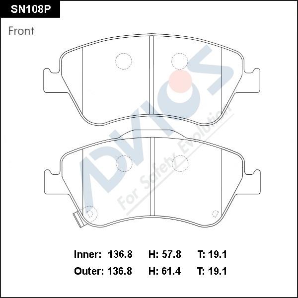 Advics SN108P - Тормозные колодки, дисковые, комплект autospares.lv