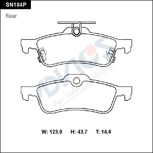 Advics SN184P - Тормозные колодки, дисковые, комплект autospares.lv