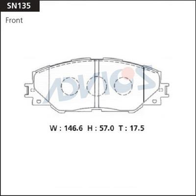 Advics SN135 - Тормозные колодки, дисковые, комплект autospares.lv