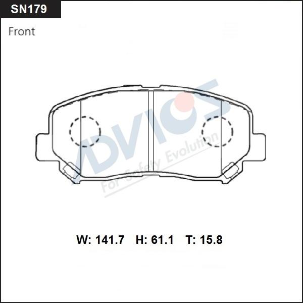 Advics SN179 - Тормозные колодки, дисковые, комплект autospares.lv