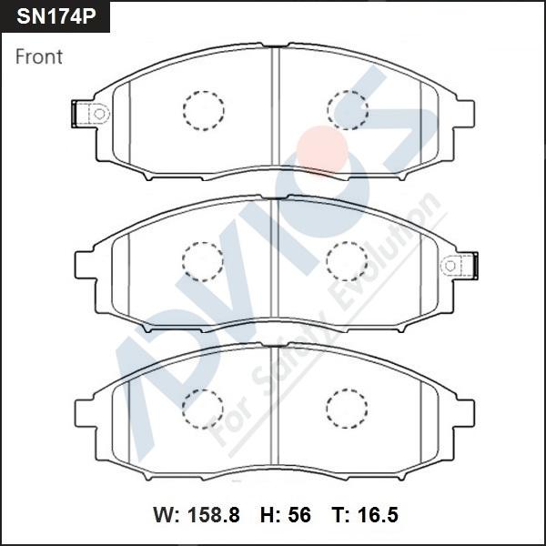 Advics SN174P - Тормозные колодки, дисковые, комплект autospares.lv