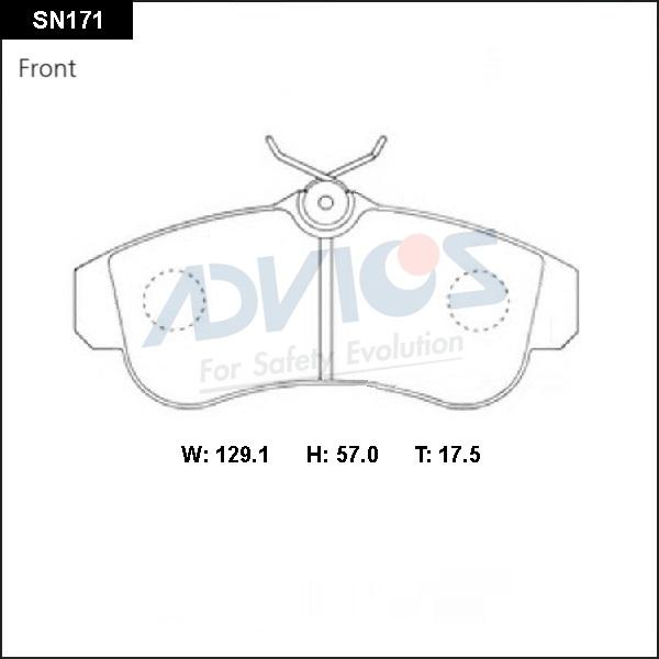 Advics SN171 - Тормозные колодки, дисковые, комплект autospares.lv