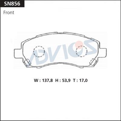 Advics SN856 - Тормозные колодки, дисковые, комплект autospares.lv