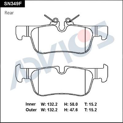 Advics SN349F - Тормозные колодки, дисковые, комплект autospares.lv