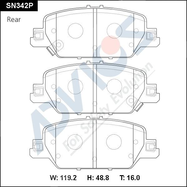 Advics SN342P - Тормозные колодки, дисковые, комплект autospares.lv