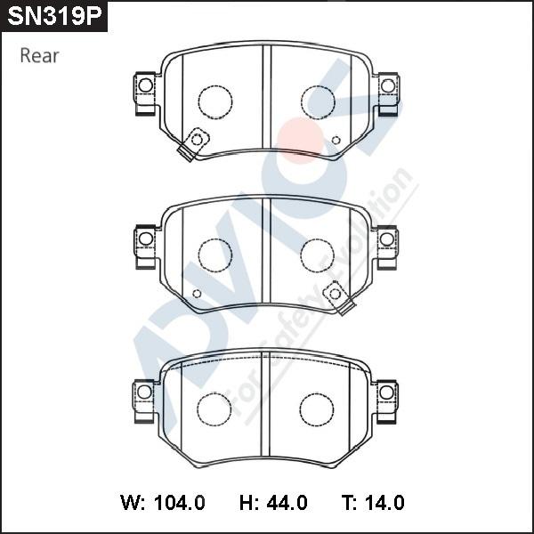 Advics SN319P - Тормозные колодки, дисковые, комплект autospares.lv