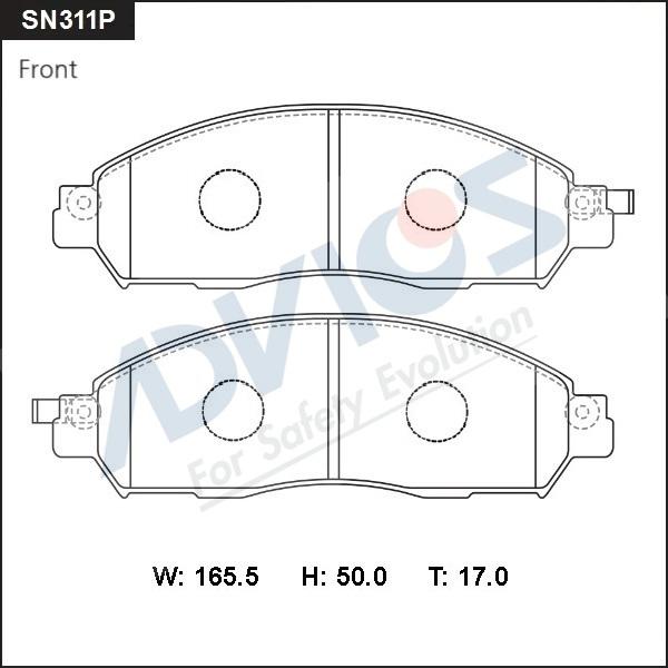 Advics SN311P - Тормозные колодки, дисковые, комплект autospares.lv