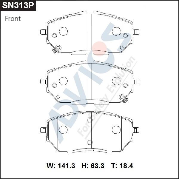 Advics SN313P - Тормозные колодки, дисковые, комплект autospares.lv