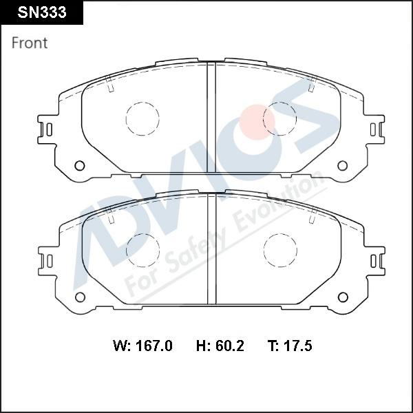 Advics SN333 - Тормозные колодки, дисковые, комплект autospares.lv