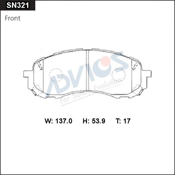 Advics SN321 - Тормозные колодки, дисковые, комплект autospares.lv