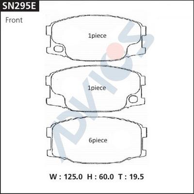 Advics SN295E - Тормозные колодки, дисковые, комплект autospares.lv