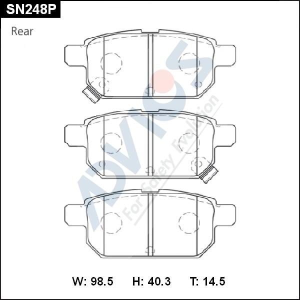 Advics SN248P - Тормозные колодки, дисковые, комплект autospares.lv