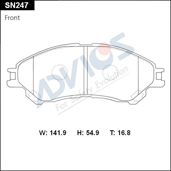 Advics SN247 - Тормозные колодки, дисковые, комплект autospares.lv