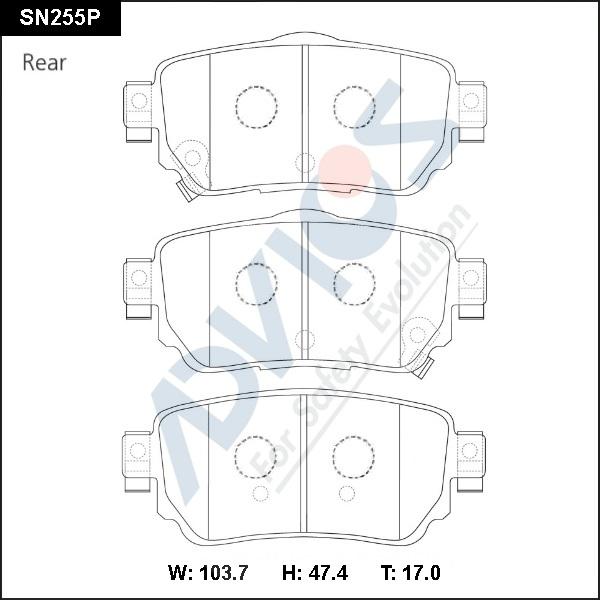 Advics SN255P - Тормозные колодки, дисковые, комплект autospares.lv