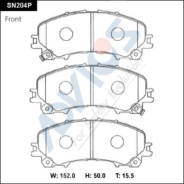 Advics SN204P - Тормозные колодки, дисковые, комплект autospares.lv