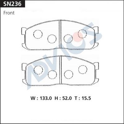 Advics SN236 - Тормозные колодки, дисковые, комплект autospares.lv