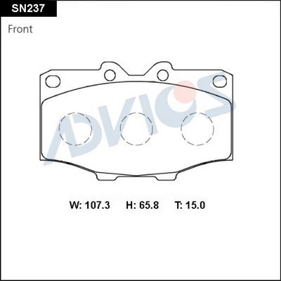 Advics SN237 - Тормозные колодки, дисковые, комплект autospares.lv