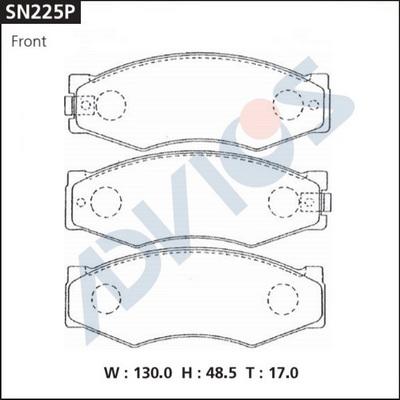 Advics SN225P - Тормозные колодки, дисковые, комплект autospares.lv