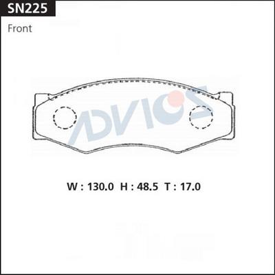 Advics SN225 - Тормозные колодки, дисковые, комплект autospares.lv
